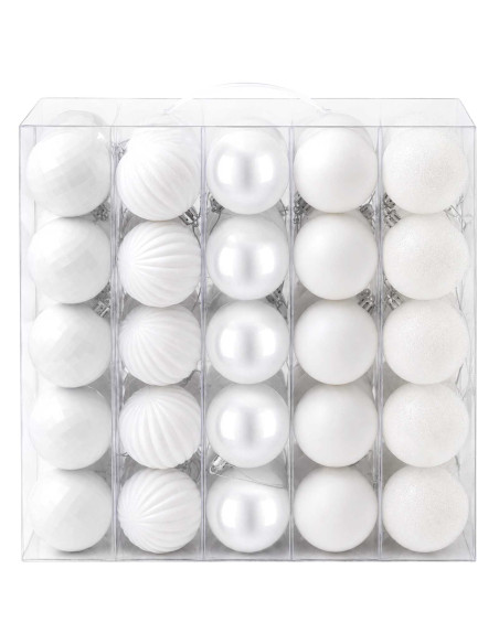 Set di Palline di Natale 75 pz Bianco 6 cm Polistirolo