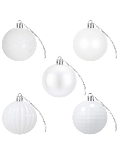 Set di Palline di Natale 75 pz Bianco 6 cm Polistirolo