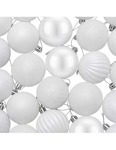 Set di Palline di Natale 75 pz Bianco 6 cm Polistirolo