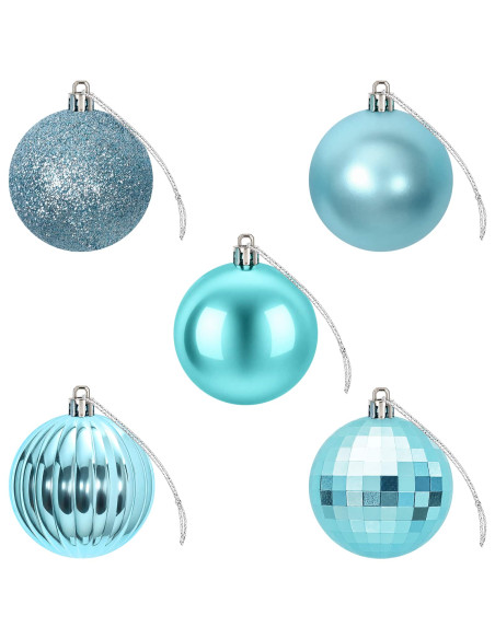 Set di Palline di Natale 75 pz Turchese 6 cm Polistirolo