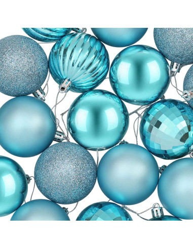 Set di Palline di Natale 75 pz Turchese 6 cm Polistirolo