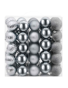 Set di Palline di Natale 75 pz Grigio 6 cm Polistirolo 2