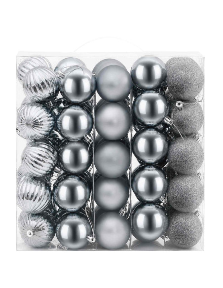 Set di Palline di Natale 75 pz Grigio 6 cm Polistirolo