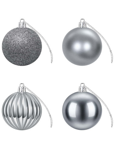 Set di Palline di Natale 75 pz Grigio 6 cm Polistirolo