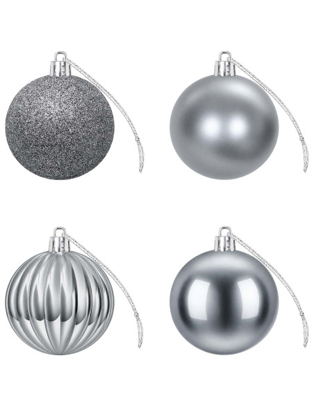 Set di Palline di Natale 75 pz Grigio 6 cm Polistirolo