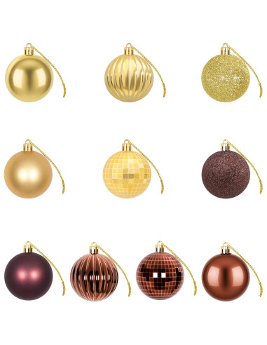 Set di Palline di Natale 75 pz Marrone e oro 6 cm Polistirolo