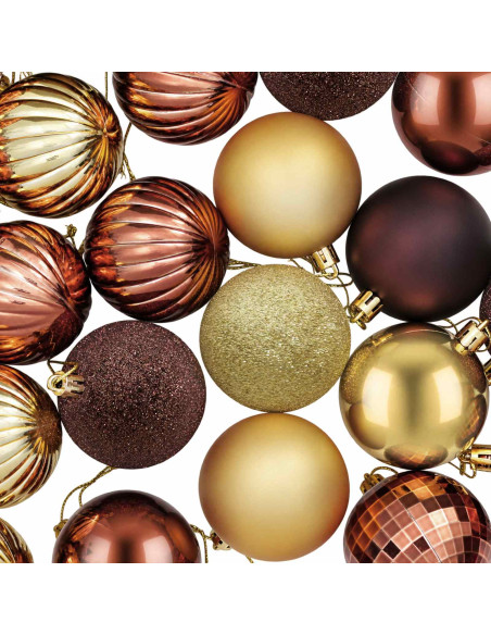 Set di Palline di Natale 75 pz Marrone e oro 6 cm Polistirolo