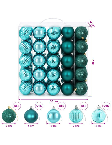 Set di Palline di Natale 75 pz Verde 6 cm Polistirolo