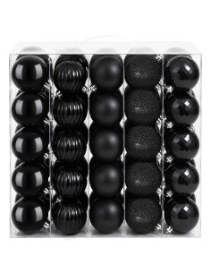 Set di Palline di Natale 75 pz Nero 6 cm Polistirolo 2