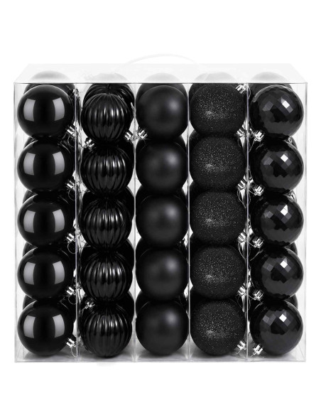 Set di Palline di Natale 75 pz Nero 6 cm Polistirolo