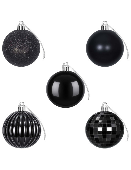 Set di Palline di Natale 75 pz Nero 6 cm Polistirolo