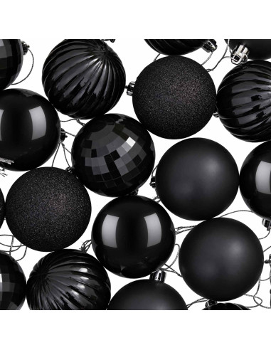 Set di Palline di Natale 75 pz Nero 6 cm Polistirolo