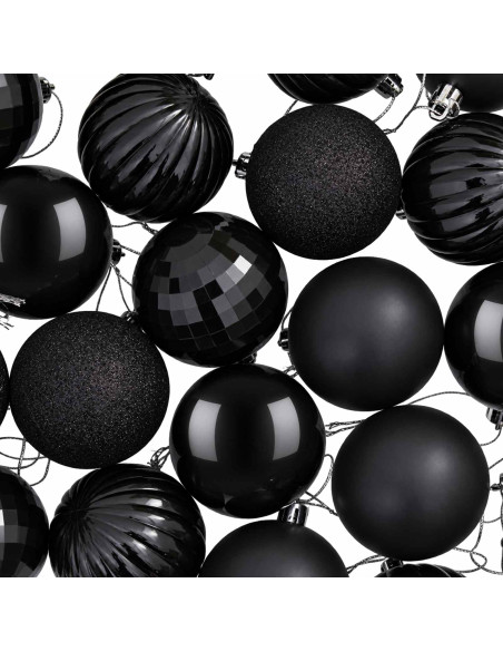 Set di Palline di Natale 75 pz Nero 6 cm Polistirolo