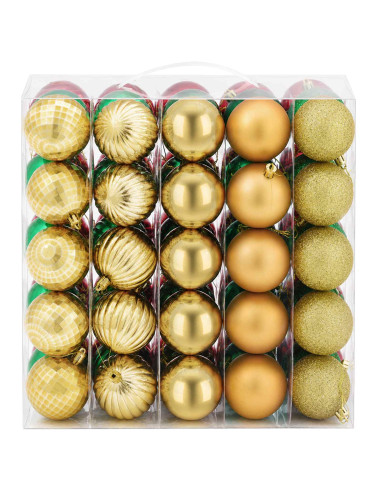 Set di Palline di Natale 75 pz Rosso, oro e verde 6 cm