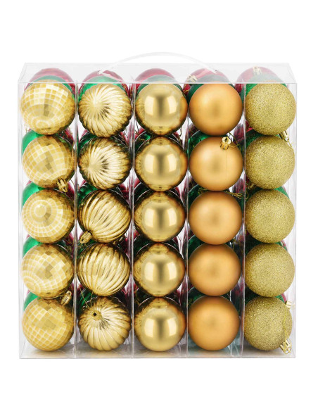 Set di Palline di Natale 75 pz Rosso, oro e verde 6 cm