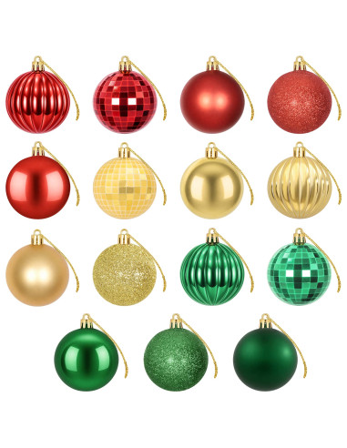 Set di Palline di Natale 75 pz Rosso, oro e verde 6 cm