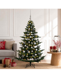 Albero di Natale artificiale con palline 120 cm 150 LED
