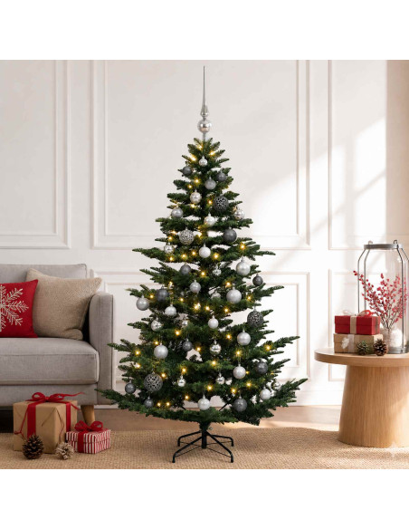 Albero di Natale artificiale con palline 120 cm 150 LED