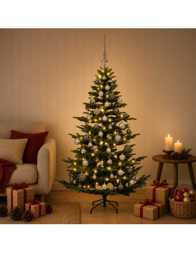 Albero di Natale artificiale con palline 120 cm 150 LED