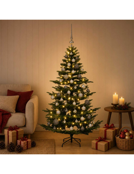 Albero di Natale artificiale con palline 120 cm 150 LED