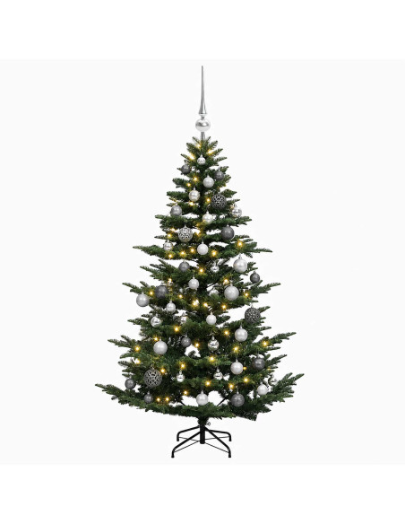 Albero di Natale artificiale con palline 120 cm 150 LED