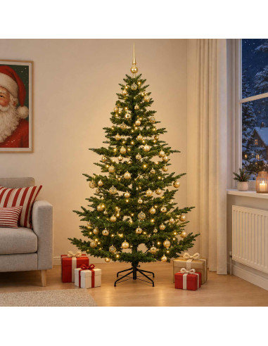 Albero di Natale artificiale con palline 210 cm 300 LED