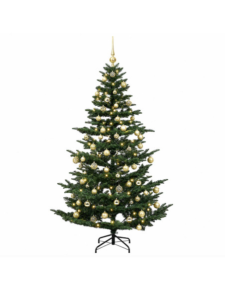 Albero di Natale artificiale con palline 210 cm 300 LED