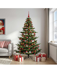 Albero di Natale artificiale con palline 210 cm 300 LED