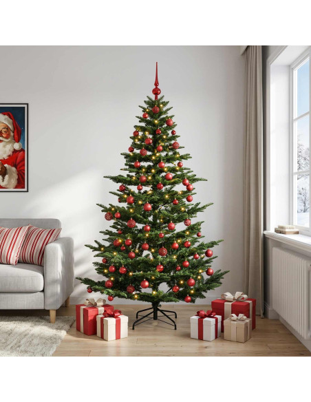 Albero di Natale artificiale con palline 210 cm 300 LED