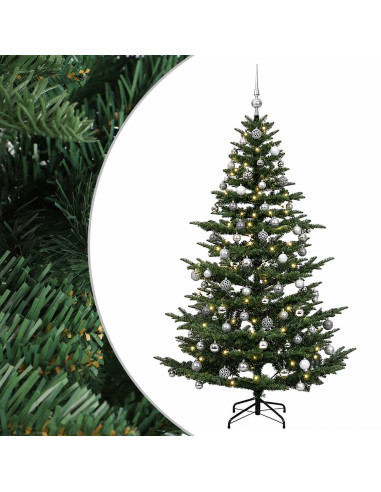 Albero di Natale artificiale con palline 210 cm 300 LED