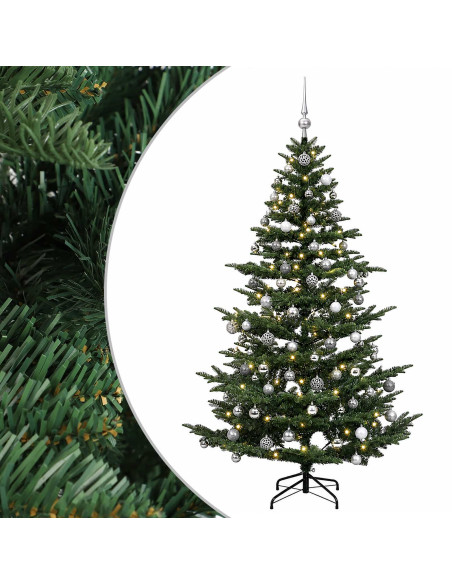 Albero di Natale artificiale con palline 210 cm 300 LED