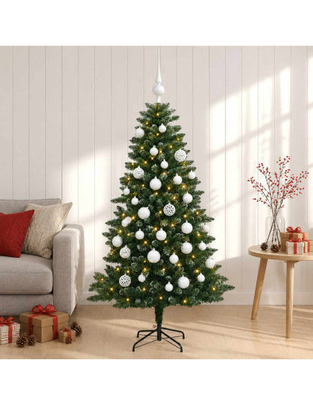 Albero di Natale Artificiale con Palline 150 cm 150 LED