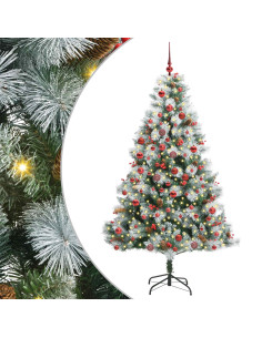 Albero di Natale artificiale Verde e bianco 180 cm 2