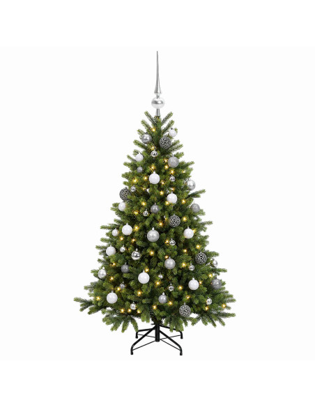 Albero di Natale artificiale con palline 120 cm 150 LED