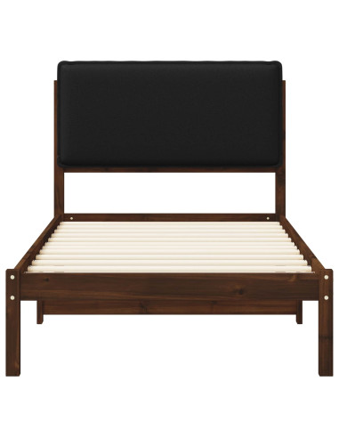 Letto con Testiera Rivestita Marrone scuro e Nero 90 x 200 cm