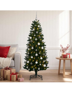 Albero di Natale artificiale con rami snodati e palline 150 cm