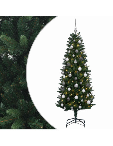 Albero di Natale artificiale con rami snodati e palline 150 cm