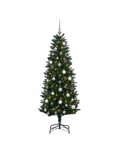 Albero di Natale artificiale con rami snodati e palline 150 cm