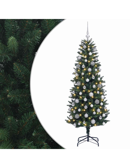 Albero di Natale Artificiale con Palline 210 cm 300 LED