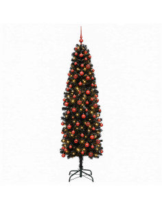 Albero di Natale Artificiale Slim con Palline 210 cm 300 LED 2