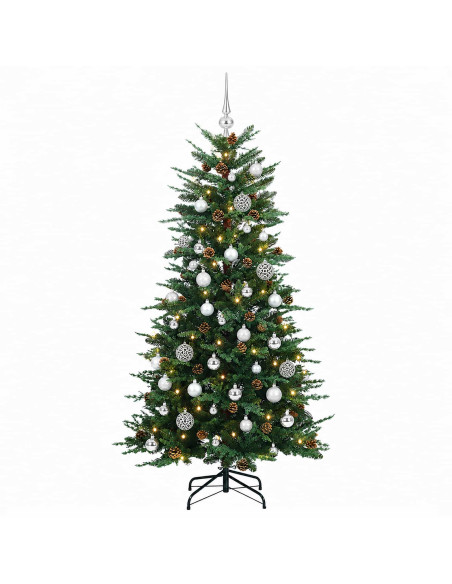 Albero di Natale artificiale con palline 150 cm 150 LED