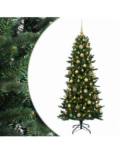Albero di Natale artificiale con palline 210 cm 300 LED