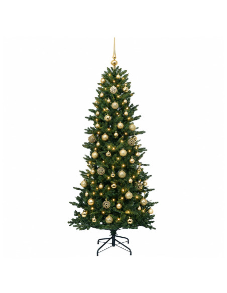 Albero di Natale artificiale con palline 210 cm 300 LED