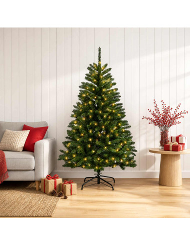 Albero di Natale Artificiale con Rami Pieghevoli 120 cm 150 LED
