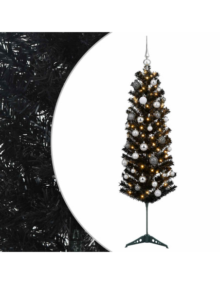 Albero di Natale Artificiale Slim con Palline 120 cm 150 LED