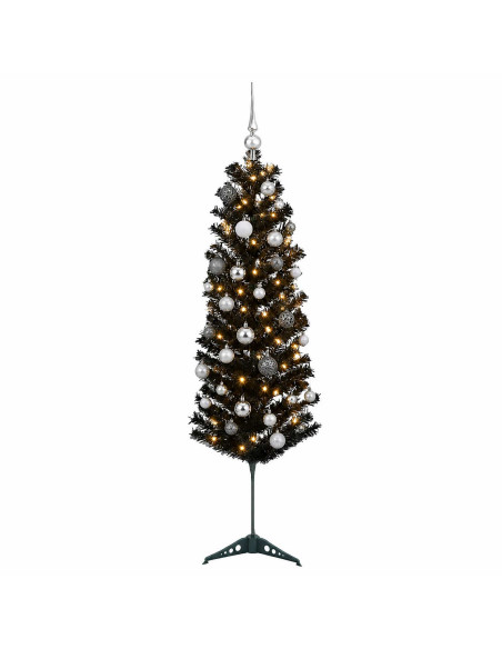 Albero di Natale Artificiale Slim con Palline 120 cm 150 LED