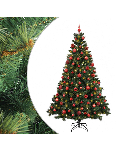 Albero di Natale Artificiale con Palline 210 cm 300 LED