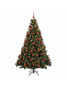 Albero di Natale Artificiale con Palline 210 cm 300 LED 2