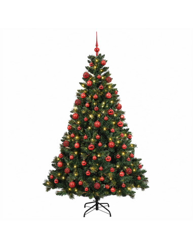 Albero di Natale Artificiale con Palline 210 cm 300 LED