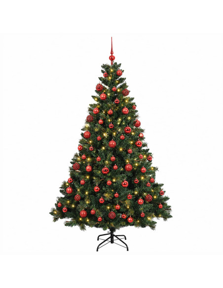 Albero di Natale Artificiale con Palline 210 cm 300 LED